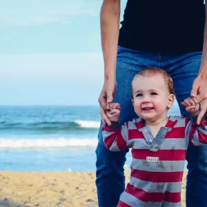 Dad and child on vacation